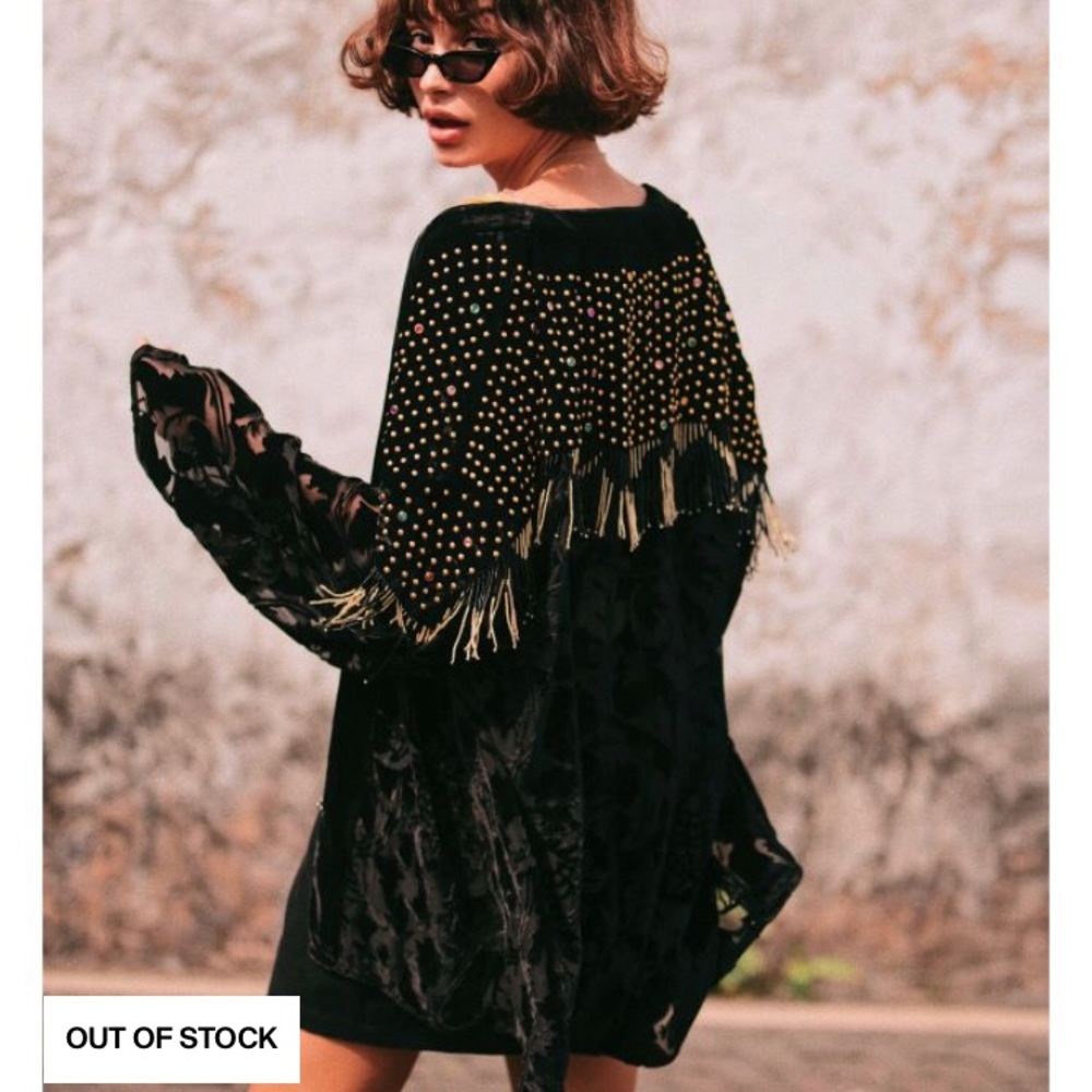 The Kooples black velvet devoré kimono